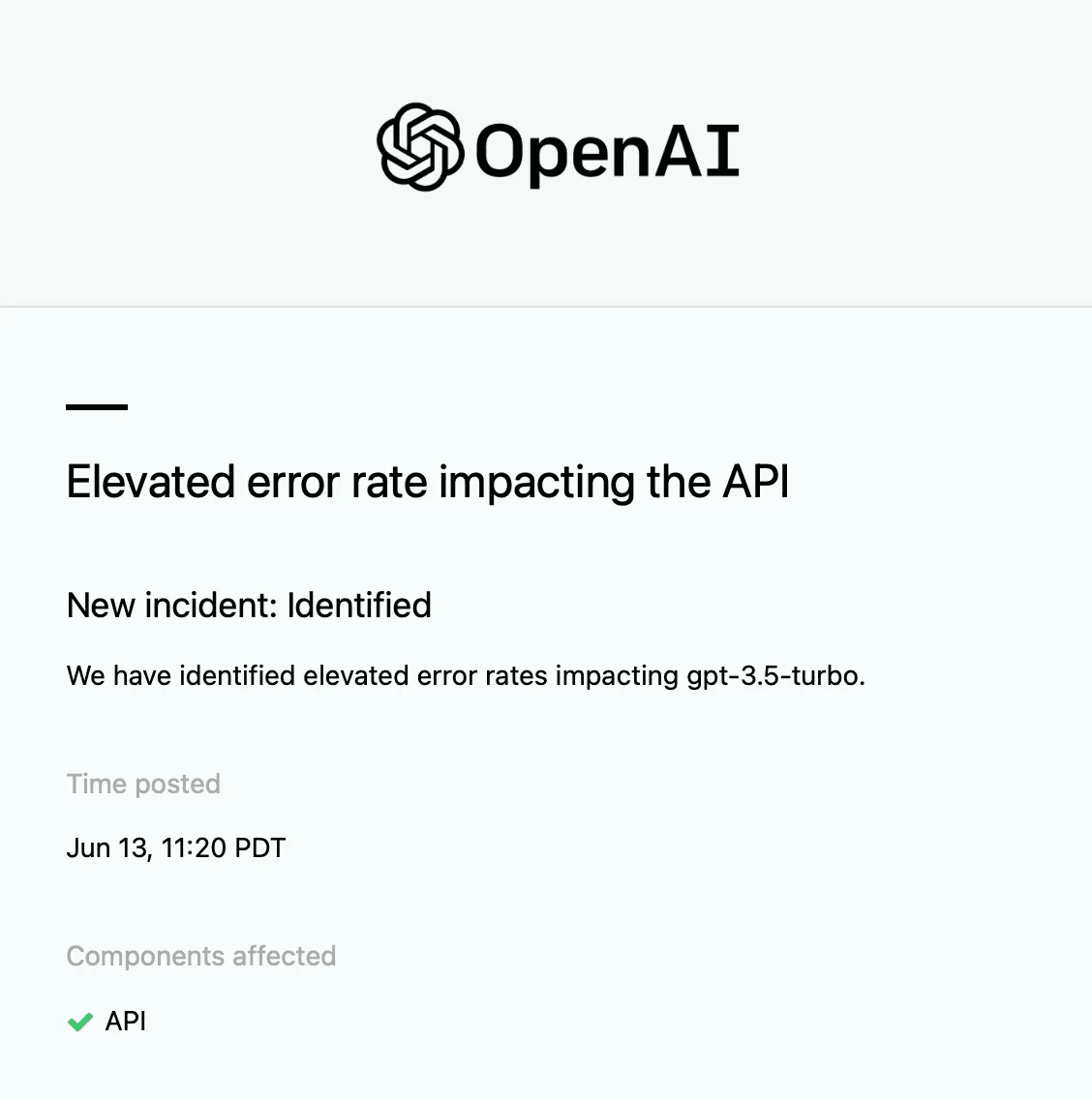 Outage from providers