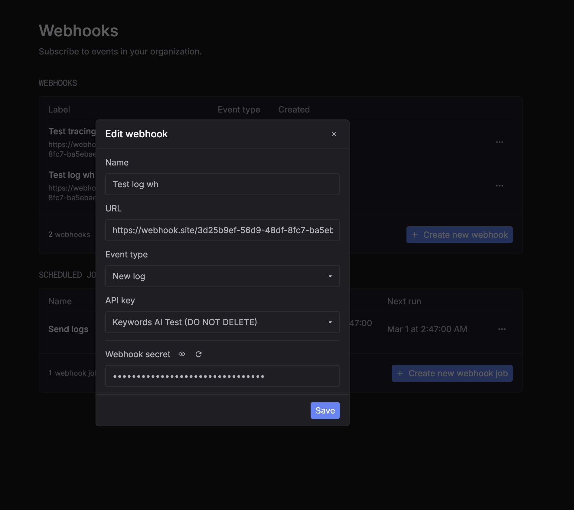 Webhook secret configuration