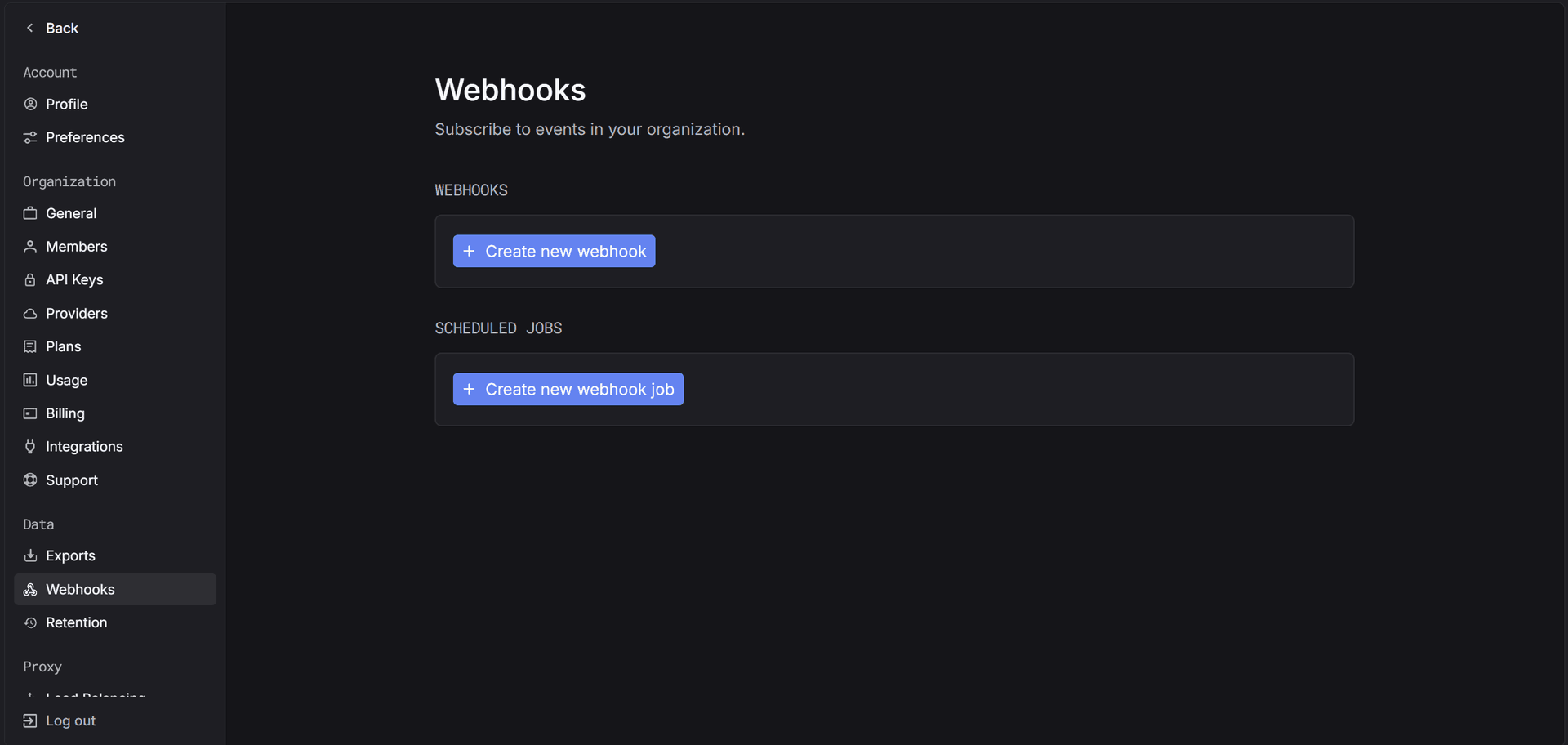Webhook configuration options
