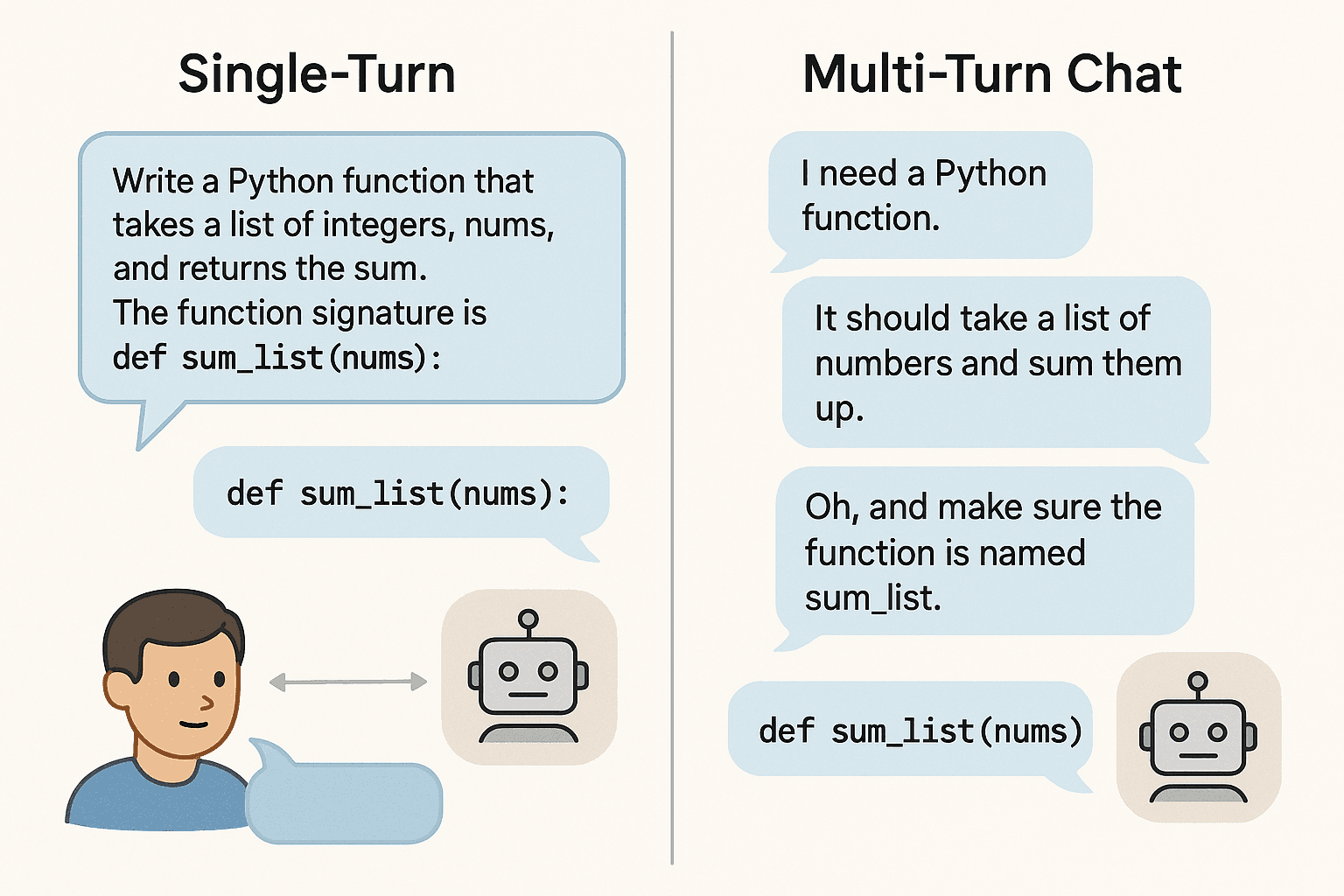 Difference between single-turn and multi-turn conversations