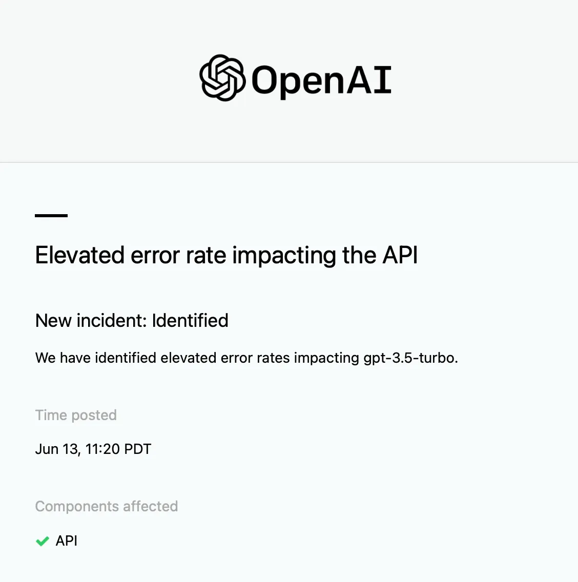 Outage from providers